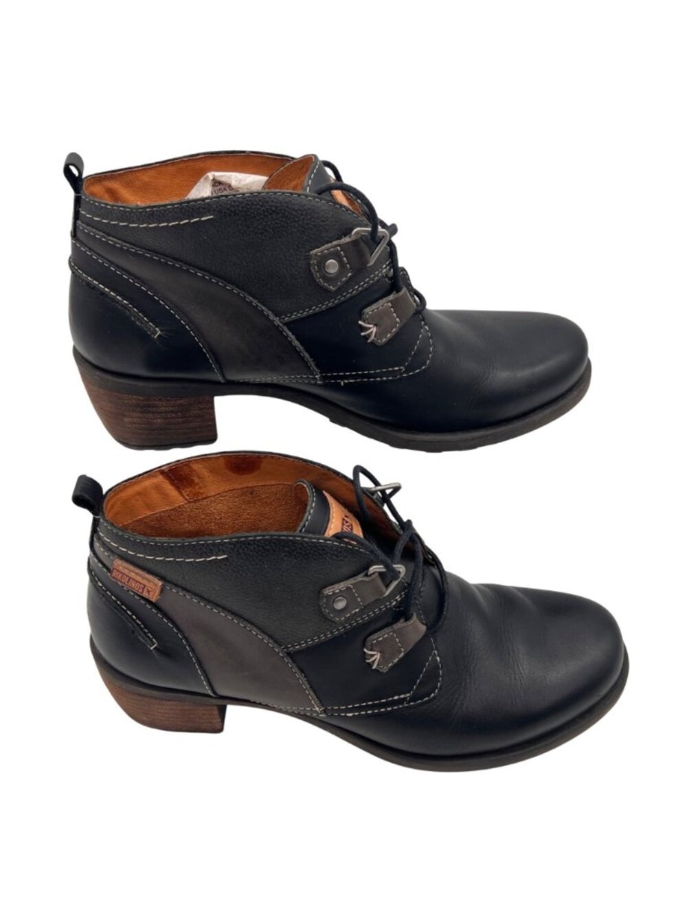 Pikolinos Le Mans Black Leather Ankle Boots Buckle Details Womens 38 EU / 7.5 US - Picture 2 of 16